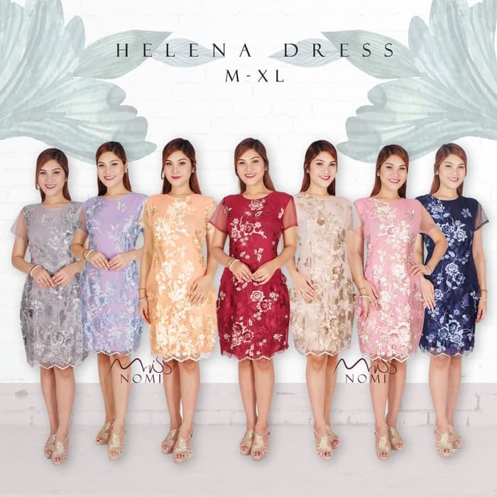 NEW FB GAUN PESTA WANITA NATAL / DRESS PESTA TILE BROKAT / DRESS SCUBA IMPORT