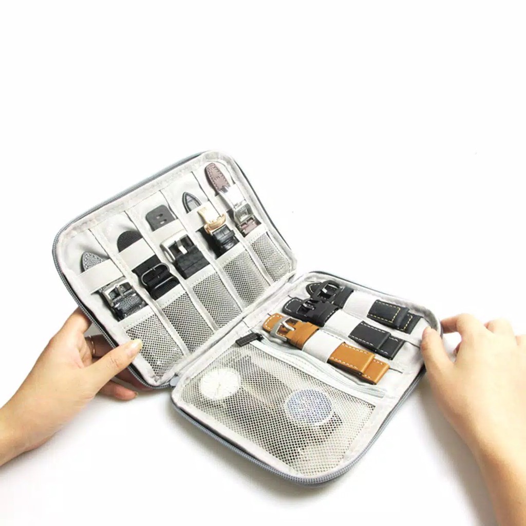 Strap watch Organizer Bag pouch Portable Travel Tas jam tangan charger