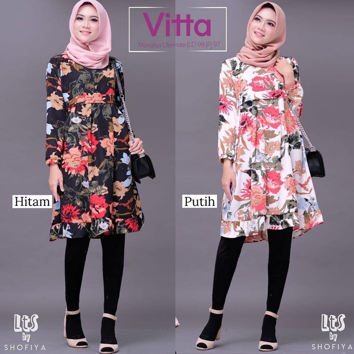 Tunik floral / Baju motif bunga / Atasan muslim wanita : Vitta Tunik
