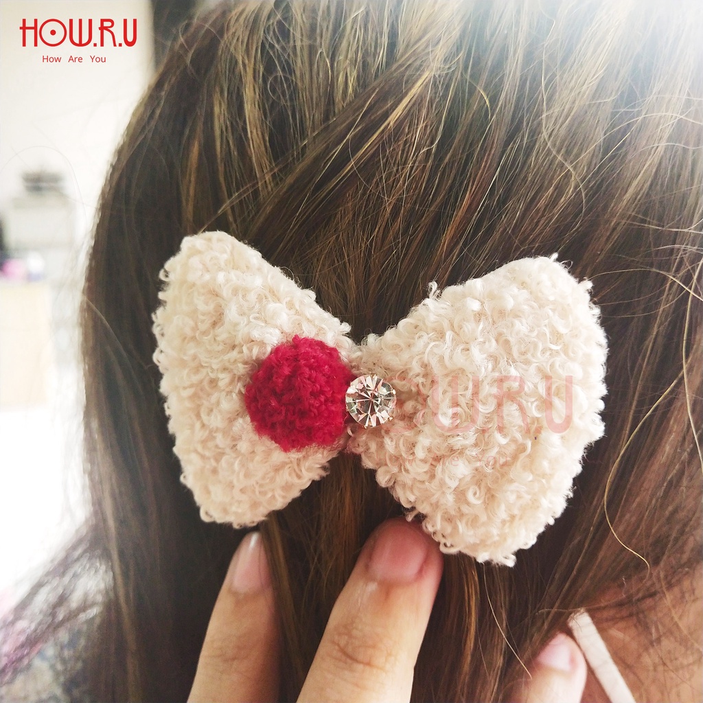 HOW.R.U | 9cm - Jepit / Klip / Hair Clip Rambut Furry Anak Motif Pita