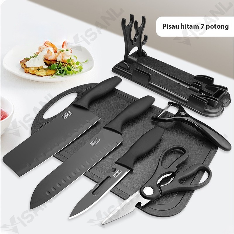 PISAU SET 7 IN 1 TALENAN /Poenscae KITCHEN KNIFE SET / Pisau Dapur Set FREE TALENAN Pisau Keramik