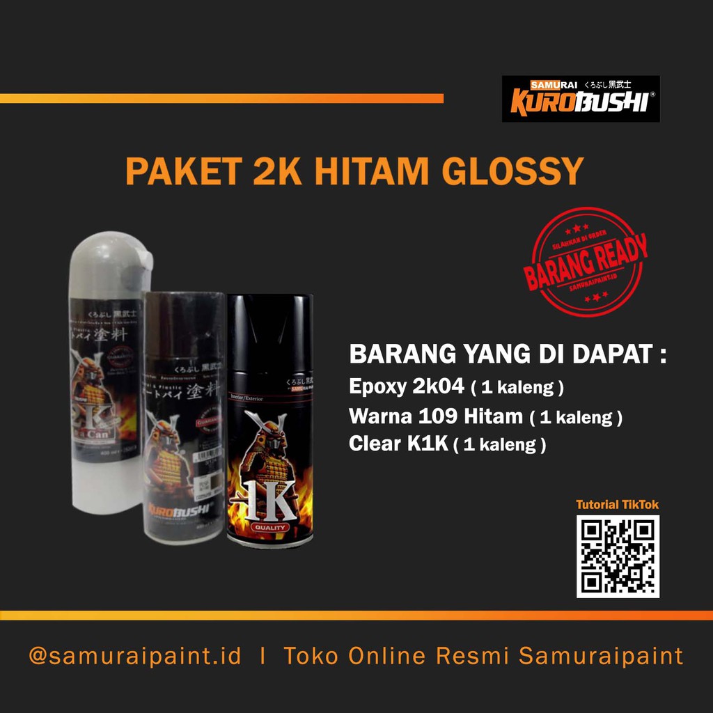 Paket 2K Hitam Glossy, Samuraipaint, Cat Semprot