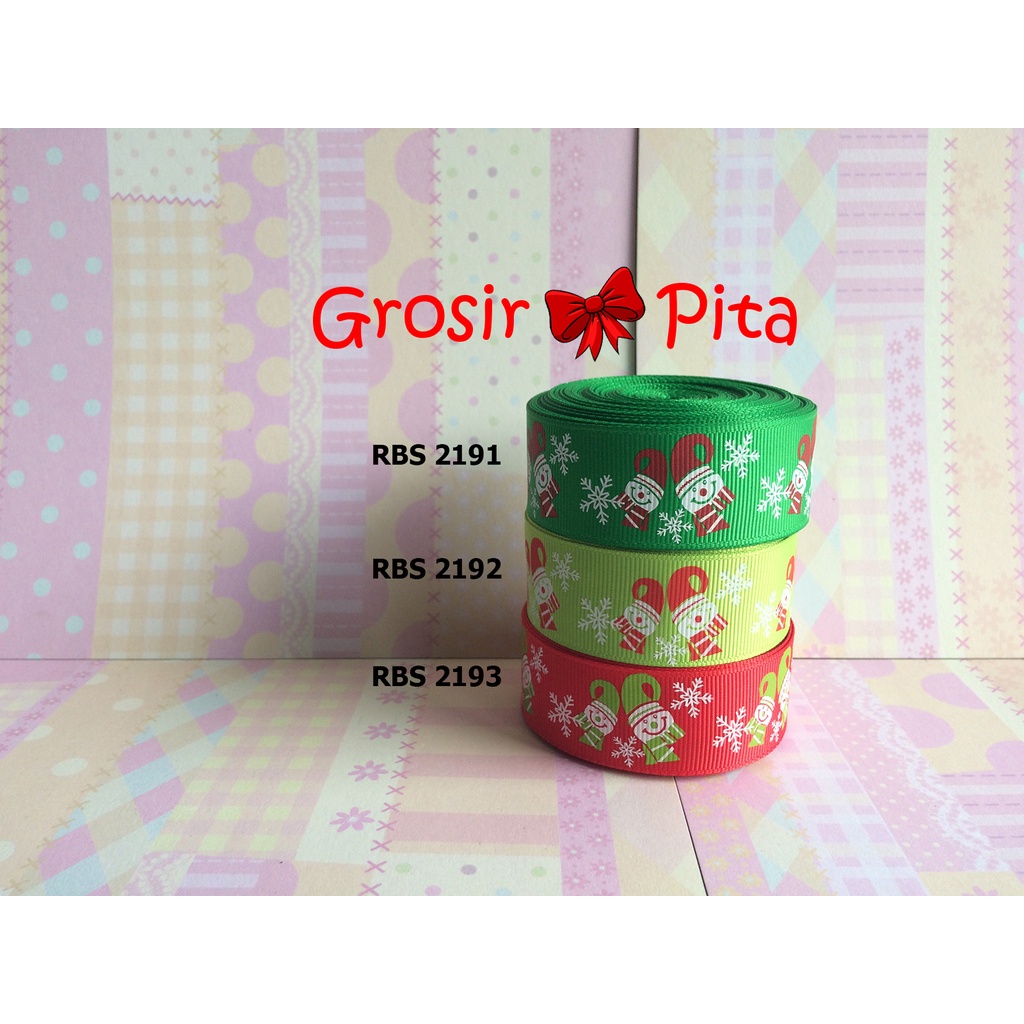 

(25 yard) Pita Grosgrain Motif Natal RBS 2191,2192,2193 | Pita Motif Christmas | Toko Bahan Craft | Grosir Pita