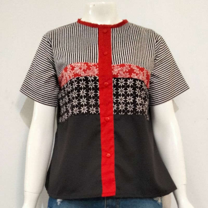 FUJIE BLOUSE BATIK CASUAL KOMBINASI MOTIF