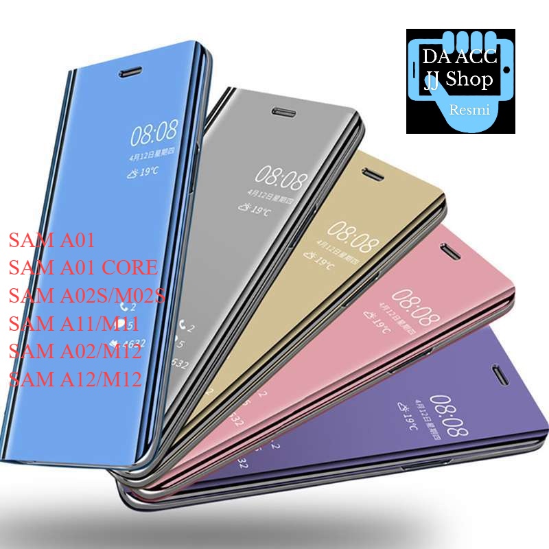 DA samsung A01 CORE A02S M02S A11 M11A02 M02 A12 M12 Flip Cover Mirror Standing Case Smart View