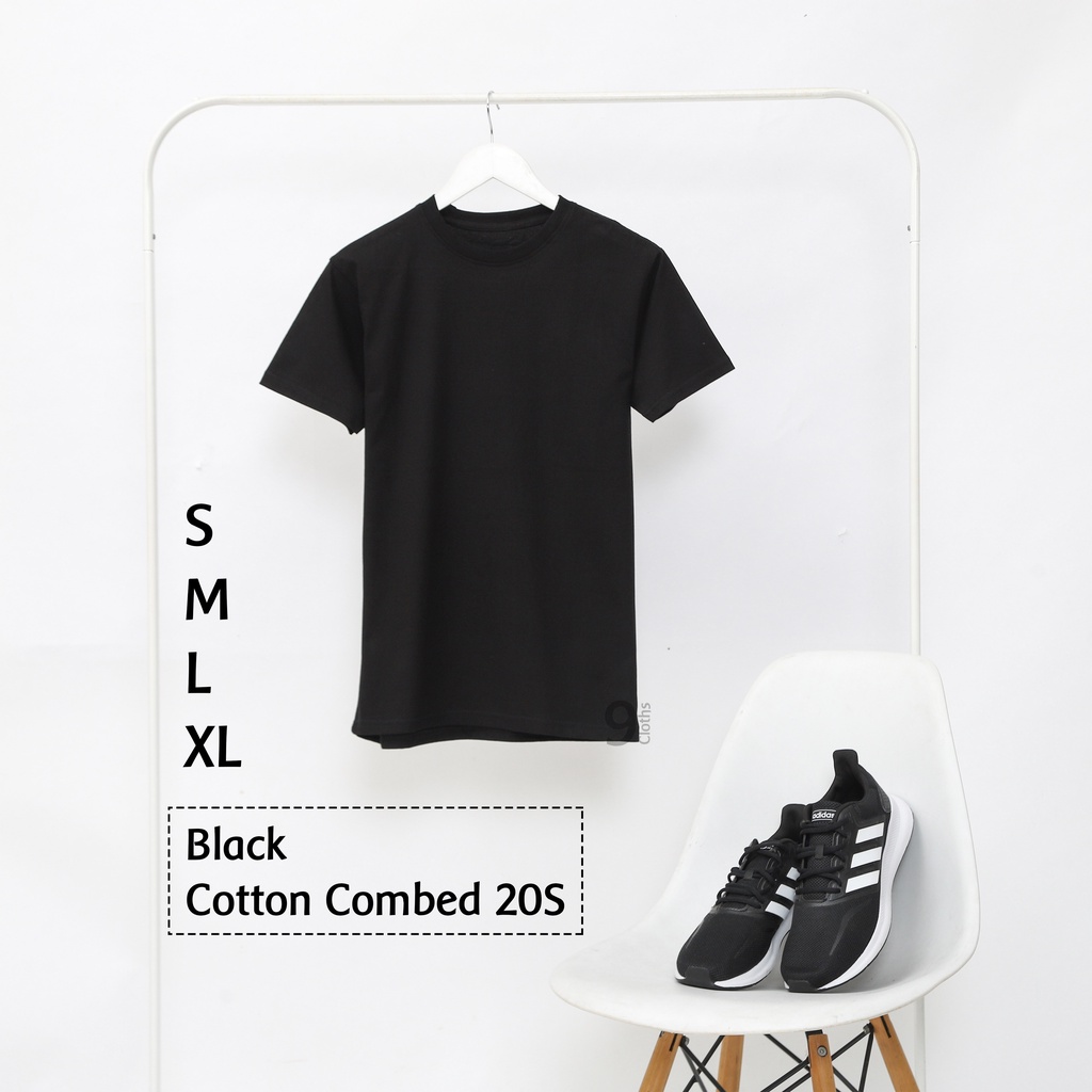 KAOS POLOS LENGAN PENDEK UNISEX COTTON COMBED 20S PREMIUM T-SHIRT-BLACK