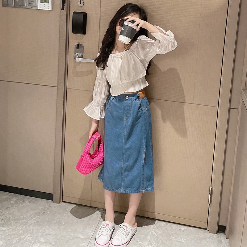 SSP11- Setelan Set Anak Remaja Besar Tanggung Blouse Jeans Korea Venomena