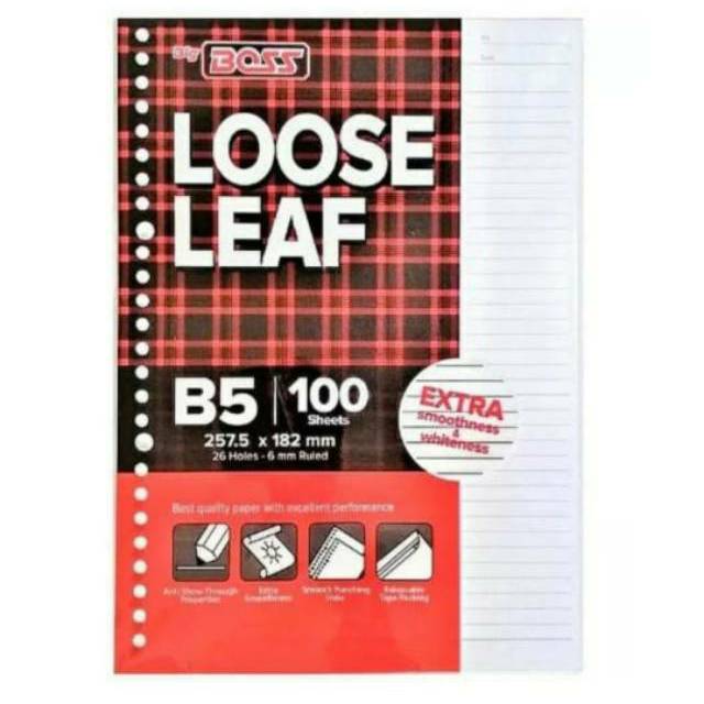 Kertas Loose Leaf Isi Binder File Garis B5 BigBoss 100 Lembar