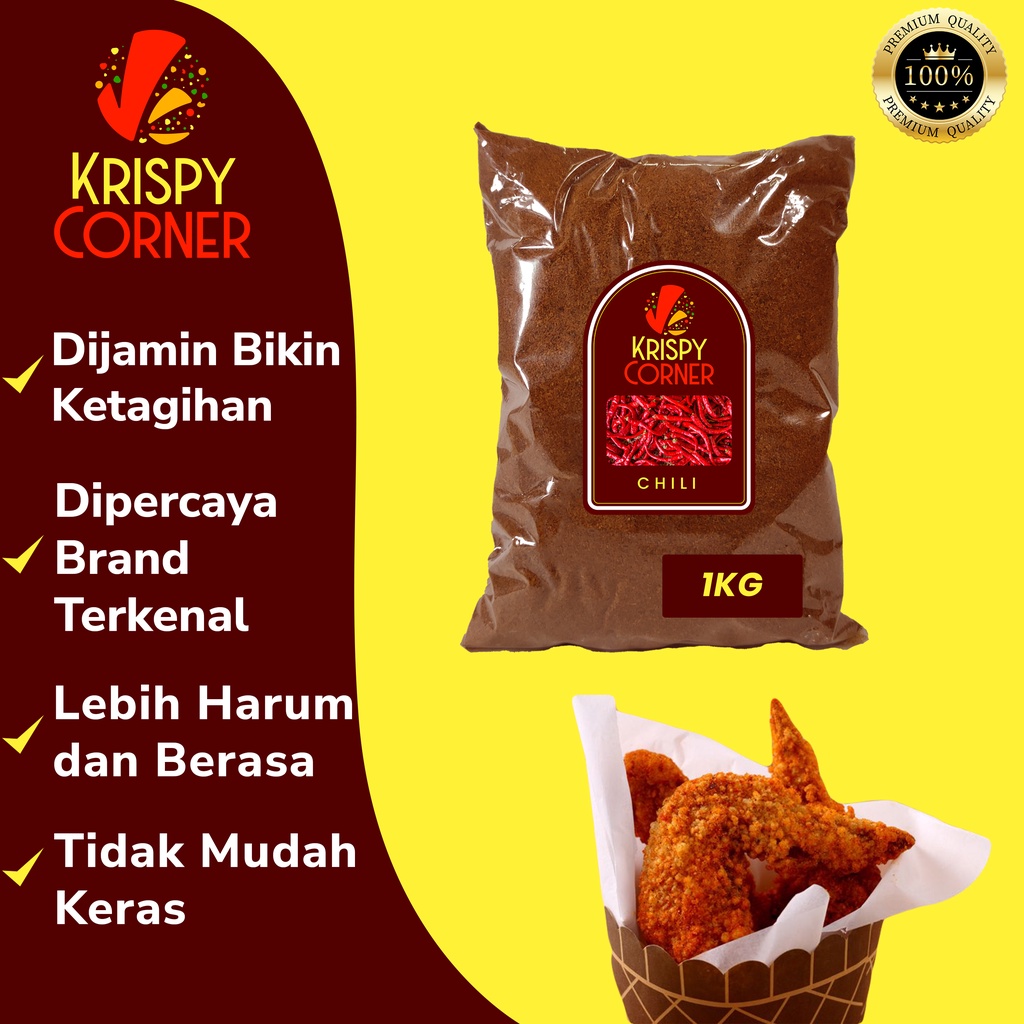 

Bumbu Cabe Bubuk Tabur Penyedap Aneka Snack Ayam Jamur Instan Rasa Chili Cabe Bubuk 1Kg