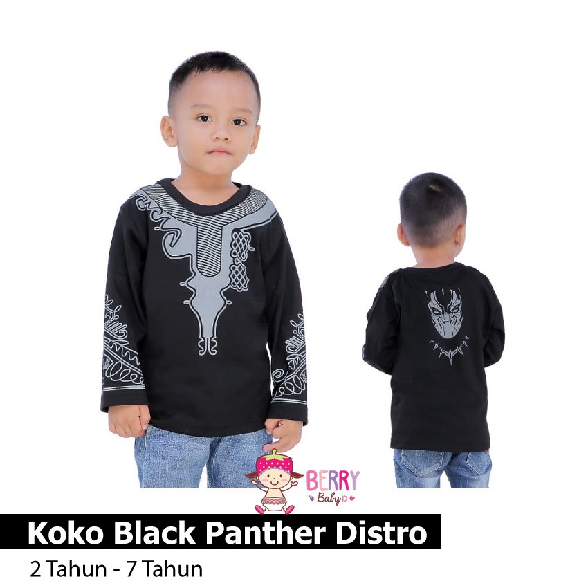 YooBerry Baju Muslim Anak Koko Black Panther Distro Premium Ukuran 2-7 Tahun Berry Mart