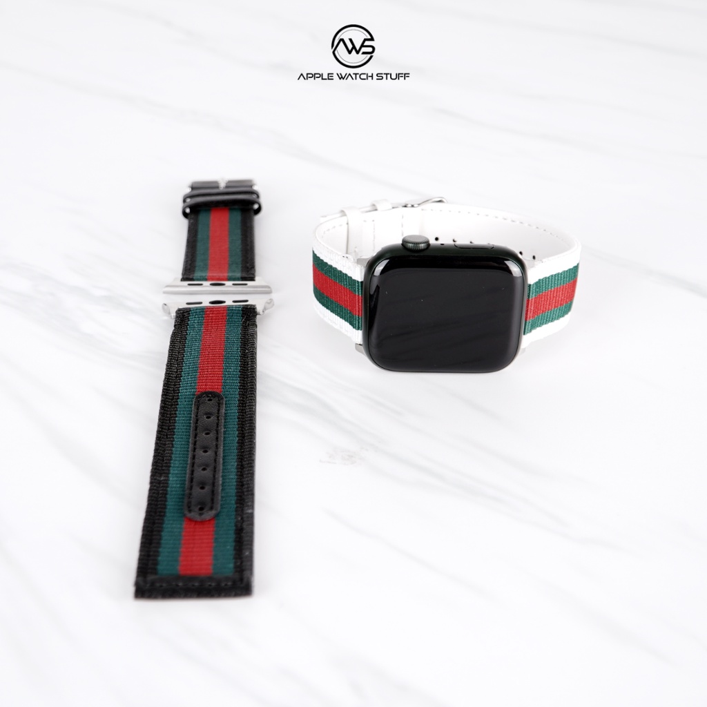 Apple Watch Gucci Strap Premium Quality Nylon + PU Leather