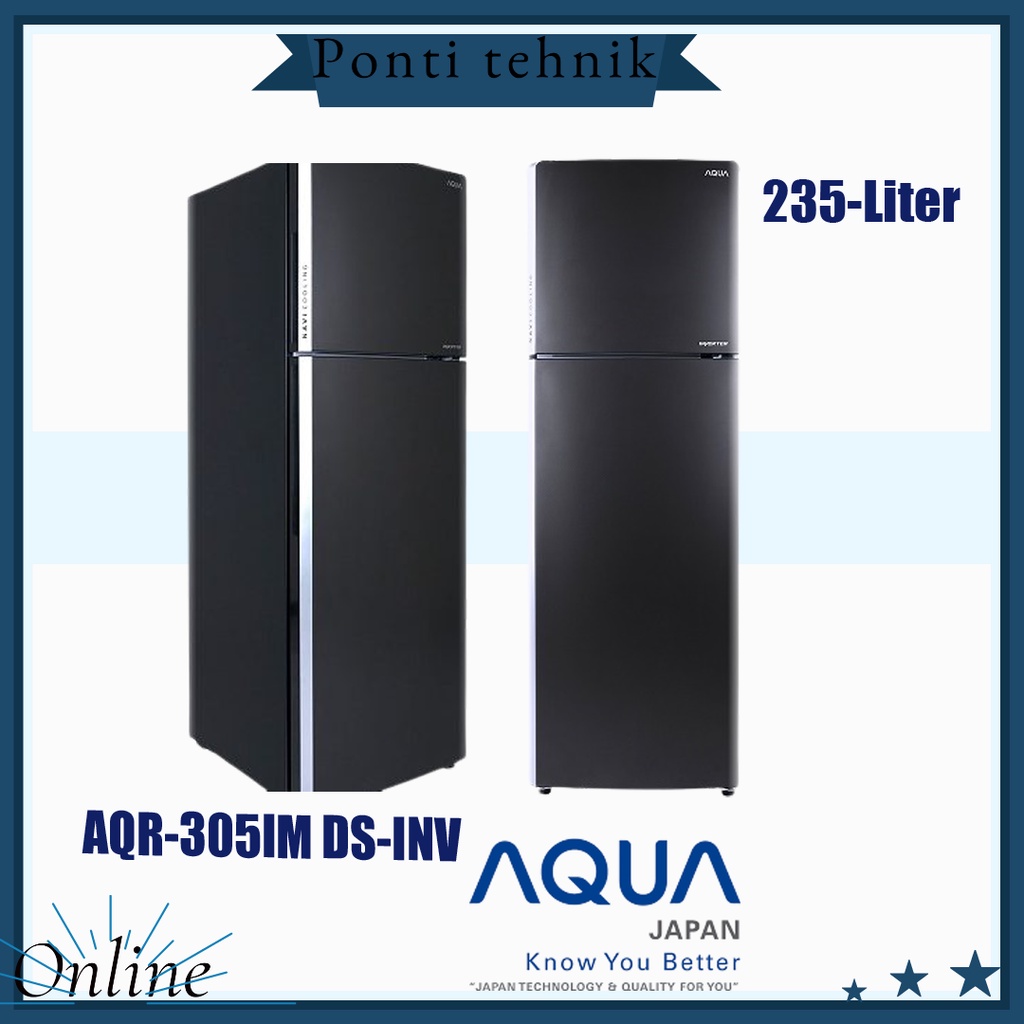 KULKAS AQUA JAPAN AQR-305IM DS-INV 2 PINTU
