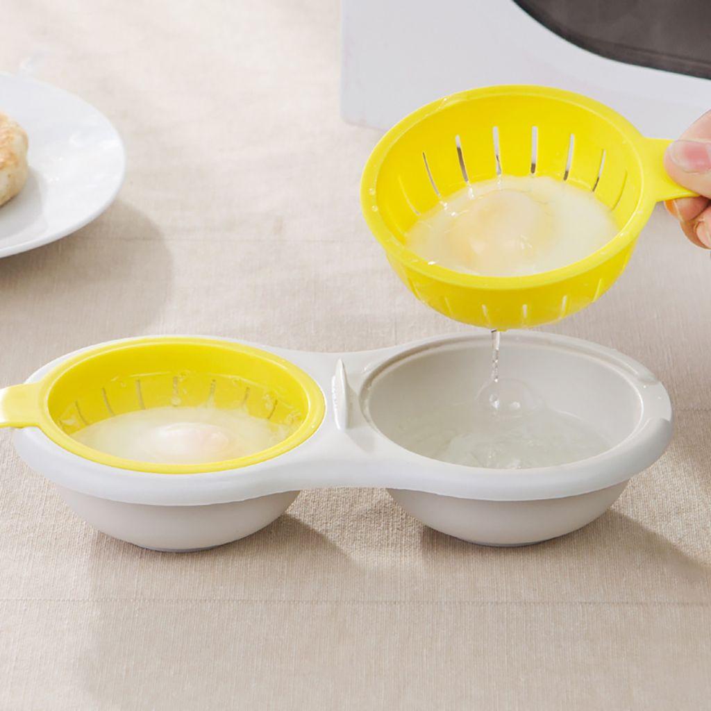 [Elegan] Gadget Dapur Kreatif Praktis Untuk Peralatan Masak Microwave Dengan Tutup Double Cup Egg Boiler