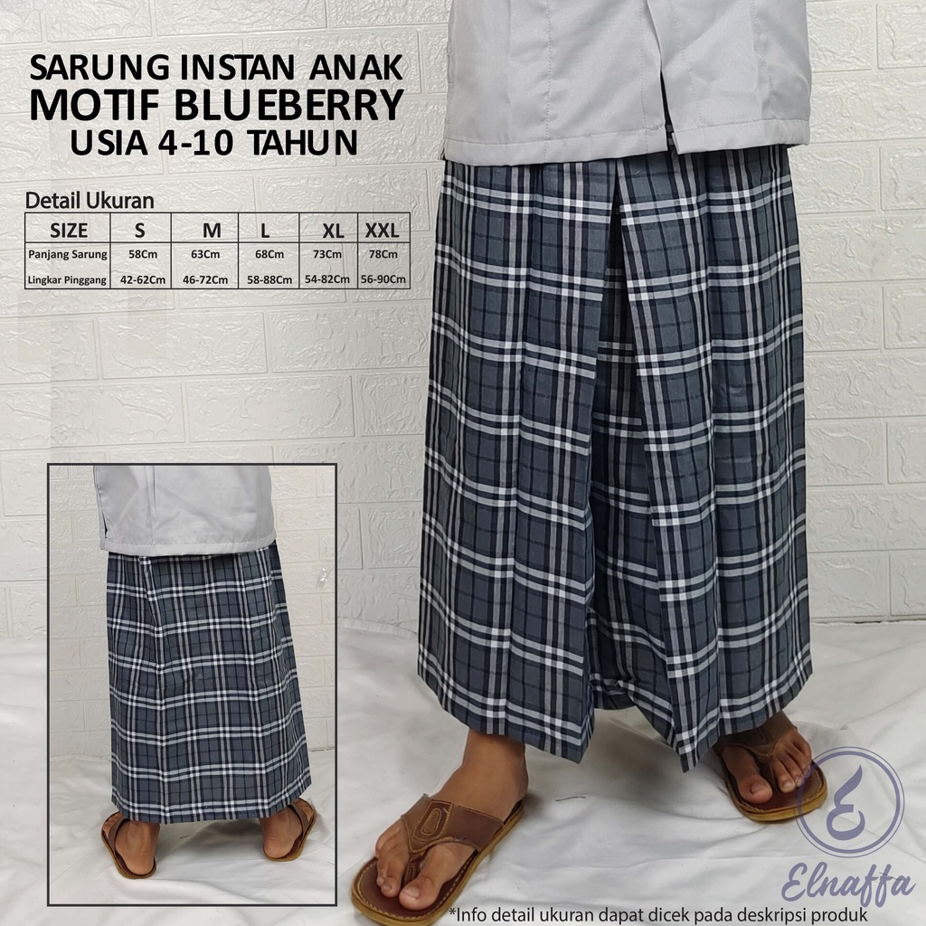 EL-NAFFA Sarung Anak Instan Motif Sarung Instan Anak, Sarung Anak, Sarung Anak Laki-laki Motif Bluberry Usia 4-10thn (BISA COD)Blueberry Usia 4-10thn (BISA COD) SRCe