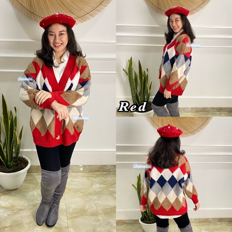 Kardigan rajut wanita import korea Anna knitted cardigan woman winter musim dingin tebal hangat