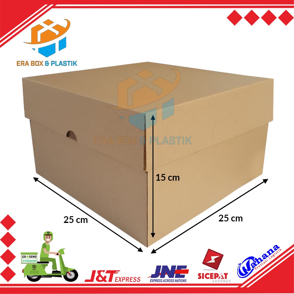 Kardus 25x25x15 cm | 1 Pack Isi 10 Pcs | Box | Karton Packaging | Dus Kue Tart Ulang Tahun