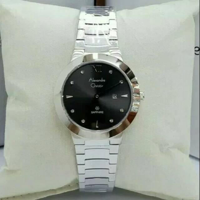 JAM TANGAN CEWEK/WANITA ALEXANDRE CHRISTIE AC 8569 SILVER BLACK