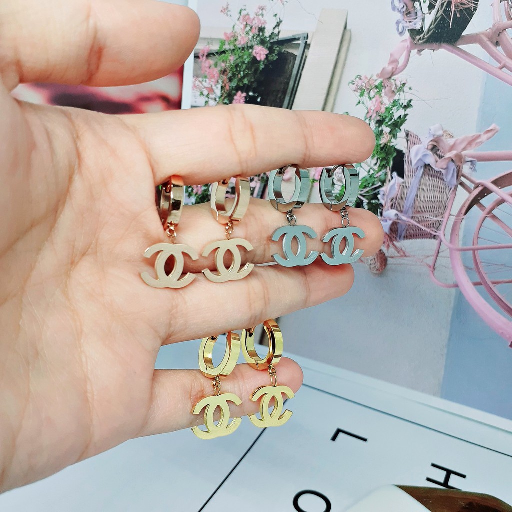 Titanium Anting Korea Fashion Putih Giwang Jepit Rose Gold Silver - BE362