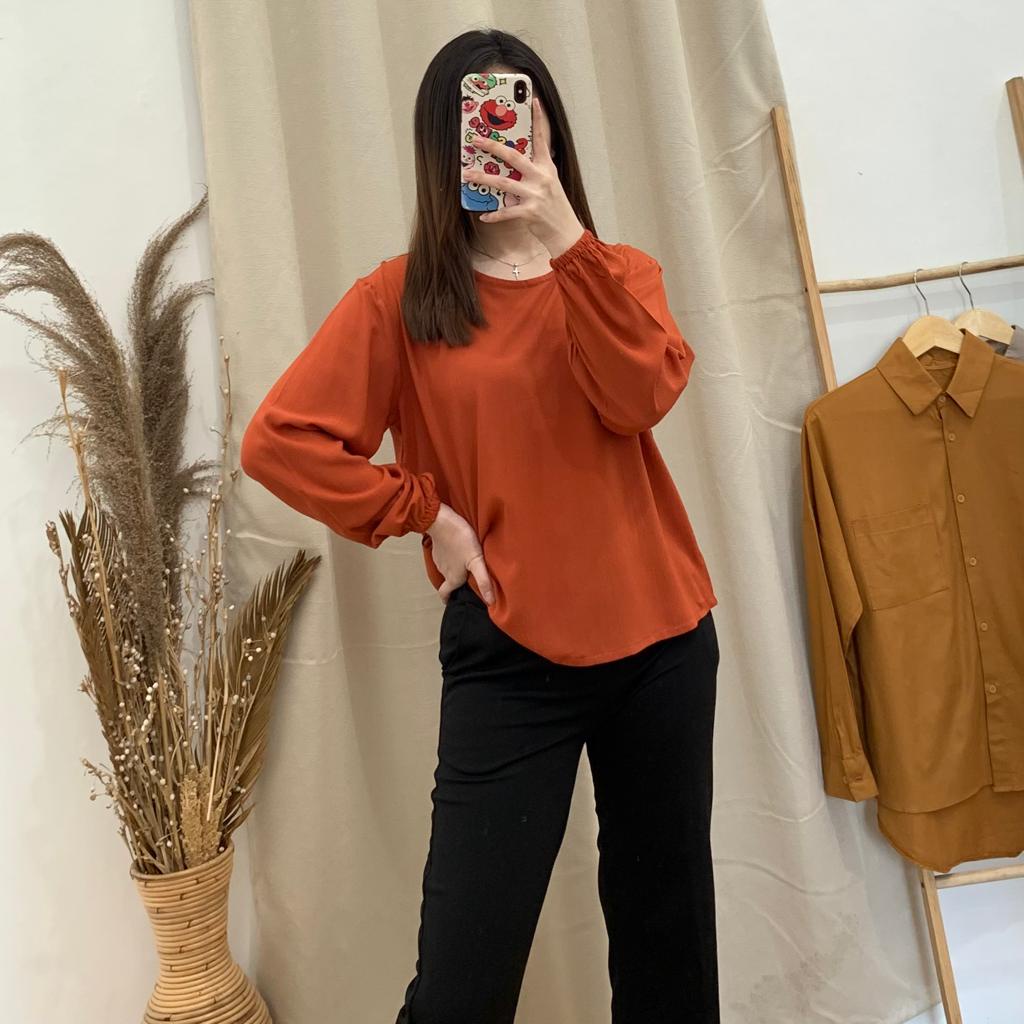 Ally Crinkle Top - PLENARIO ID | Kemeja wanita - Blouse Wanita - Atasan wanita - COD-Brick