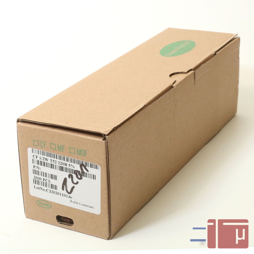 x10 Resistor 220R 1/2W Karbon 5% Taiwan Kaki Tembaga