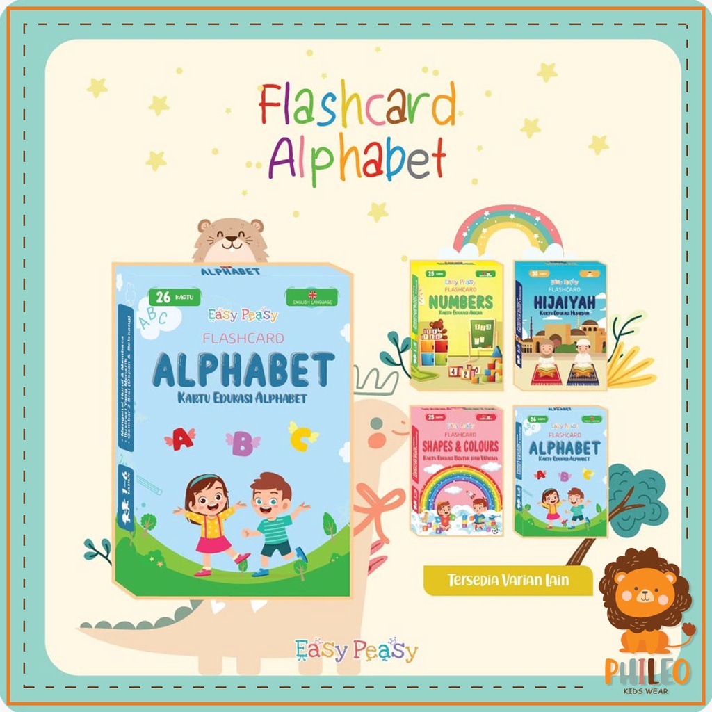 PHILEO | ALPHABETH FLASHCARD - MAINAN KARTU EDUKASI ANAK - KARTU BELAJAR BAHASA INGGRIS DAN INDONESI