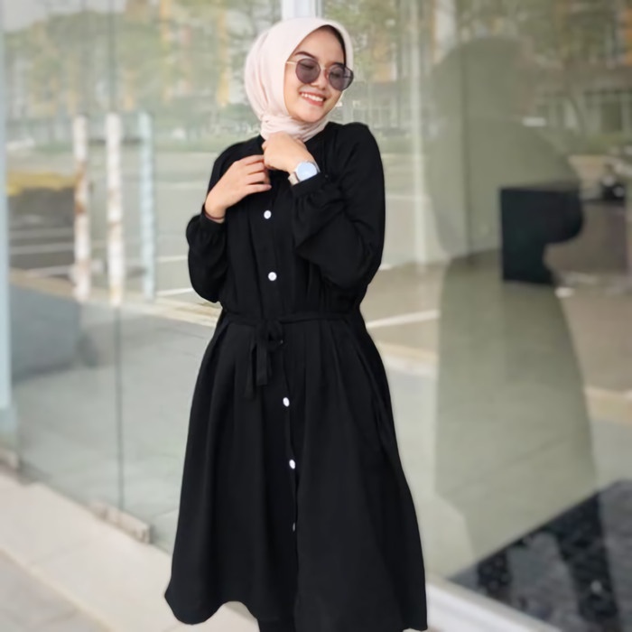 Yara - Gamis Tunik Rayon Premium Hitam Polos