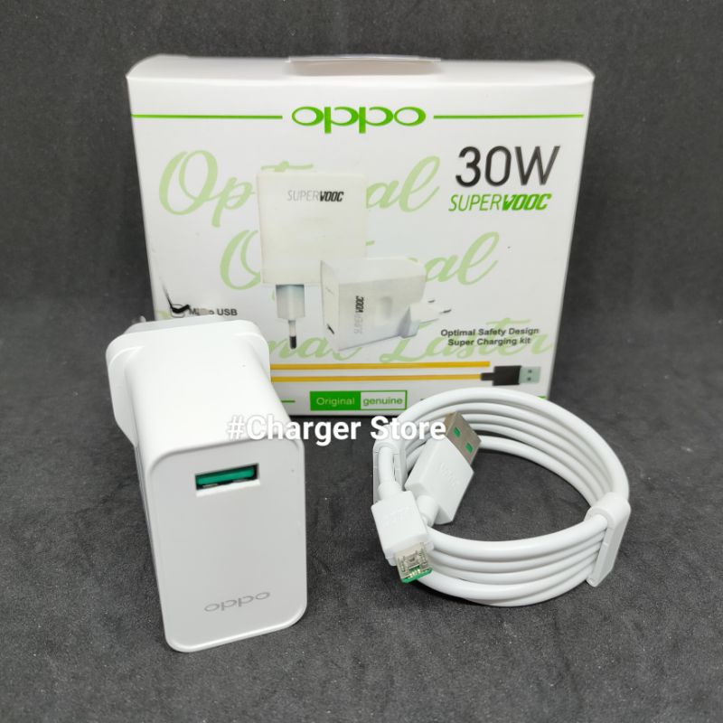 Charger Oppo ORIGINAL 30W 6A Fast Charging SUPER VOOC Kabel Micro USB DART CHARGER 30 WAT