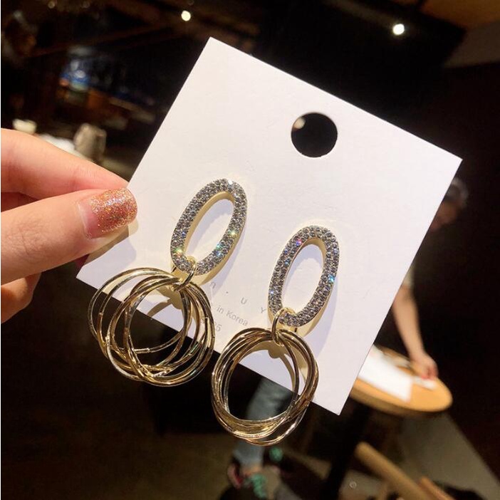 925 jarum perak logam oval hoop anting-anting wanita fashion sense Bahasa Perancis gaya temperamen a