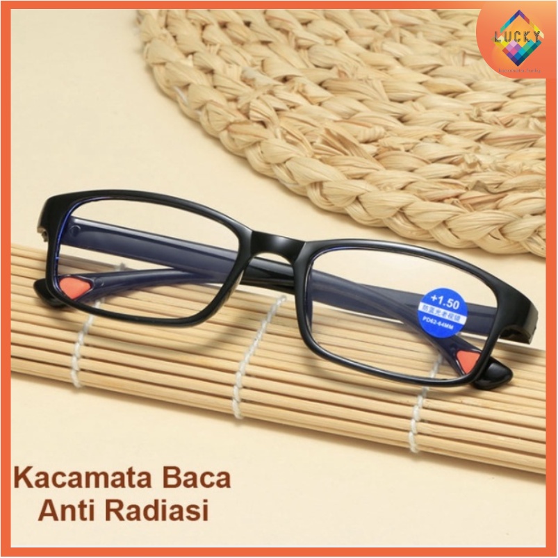 Kacamata Baca Lensa Plus Anti RadiasiKacamata Pria Reading Glasses Frame Kacamata Bisa Jalan dan Nonton TV