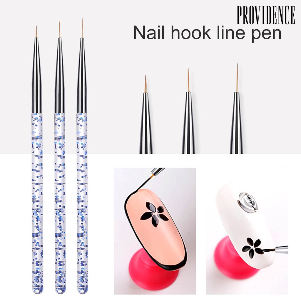 Providence 3pcs / Set Kuas Nail Art Gagang Ergonomis Ultra Tipis