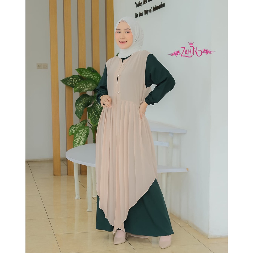 HITANA CELLIN DRESS + OUTHER ORI ZAHIN NEW MODEL LEBARAN ITYCREPE MIX CERUTY PREMIUM BISA DILEPAS