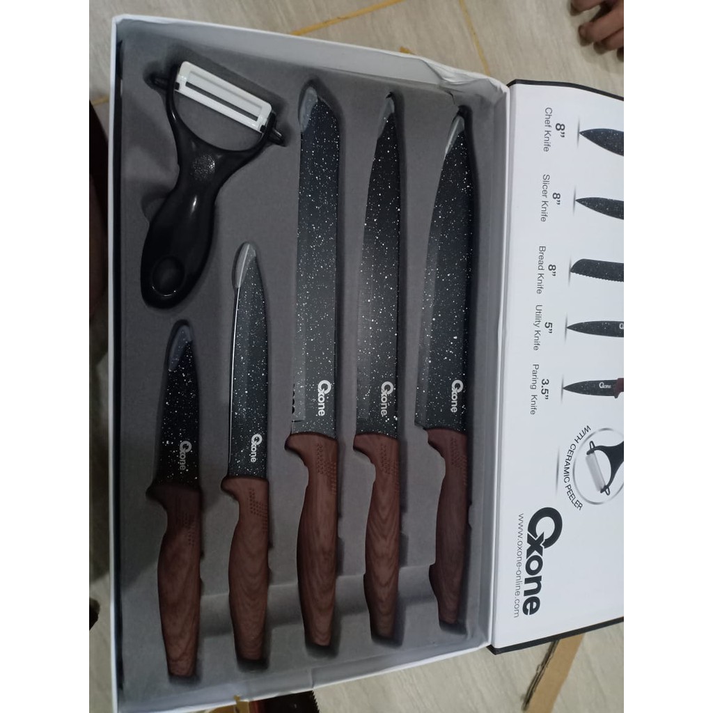 Black Marble Knife Set Oxone OX-605 [Original] | Shopee Indonesia