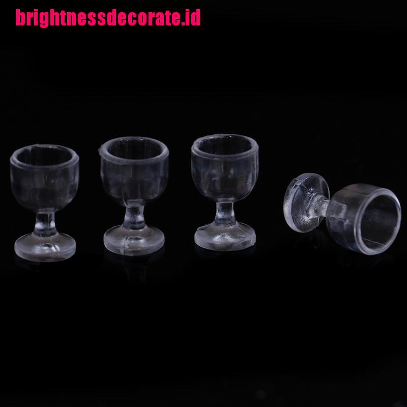 Brightid 4pcs Miniatur Gelas Goblet Wine Aksesoris Dapur Rumah Boneka 1: 12