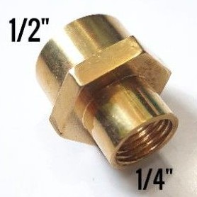 Sok sambungan 1/2&quot; × 1/4&quot; KUNINGAN / Nepel Kuningan Drat Dalam