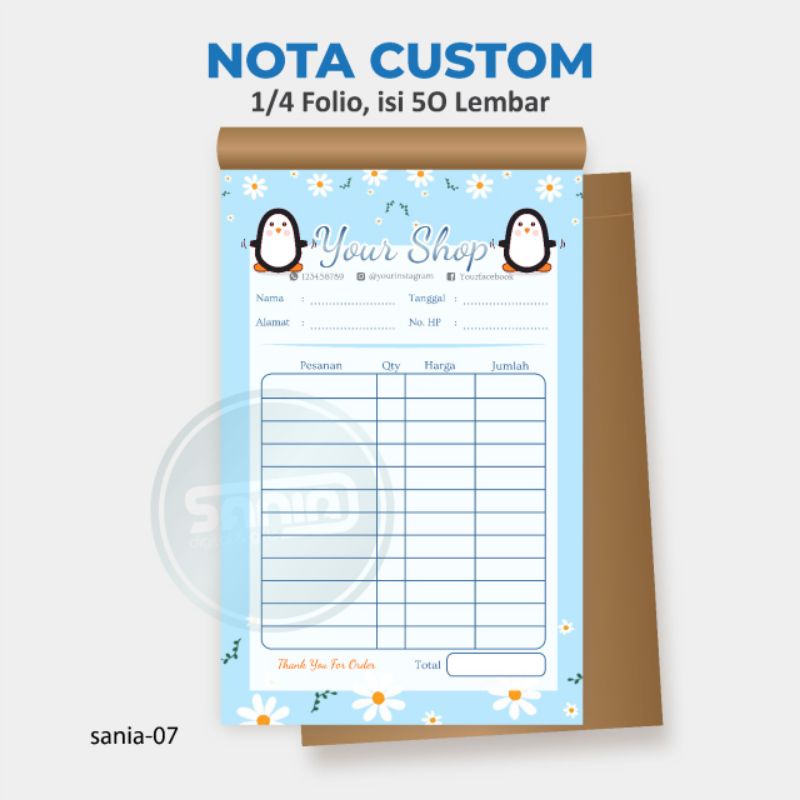 

NOTA CUSTOM ECERAN MURAH Sania 07