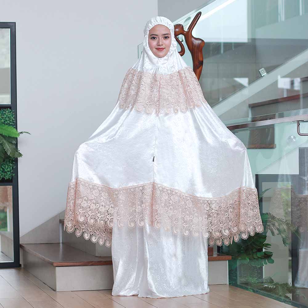 Mukena mukena dewasa putih mewah premium bahan sutra dove terbaru 2021 kekinian