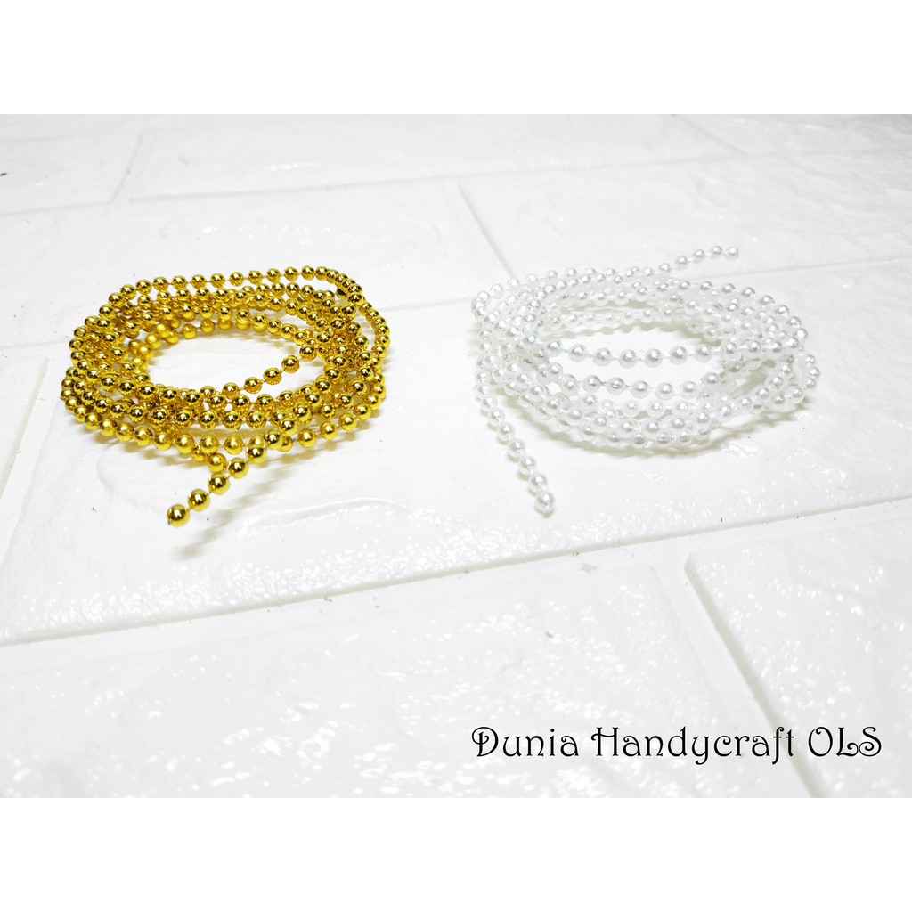 Mutiara Rantai 5 Meter 3 mm Bahan Kerajinan Tangan DIY