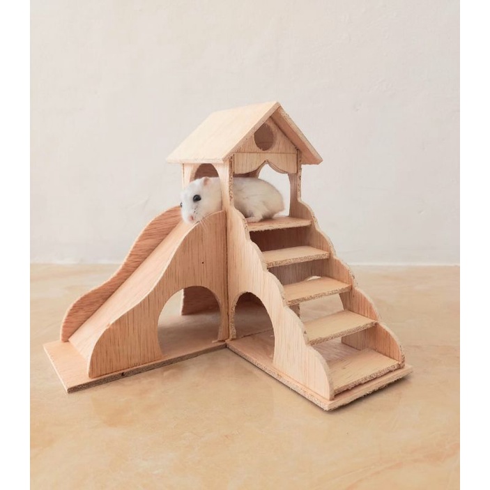 Hamster House n Slide Mainan Rumah Hamster 2 Lantai Tangga dan Prosotan