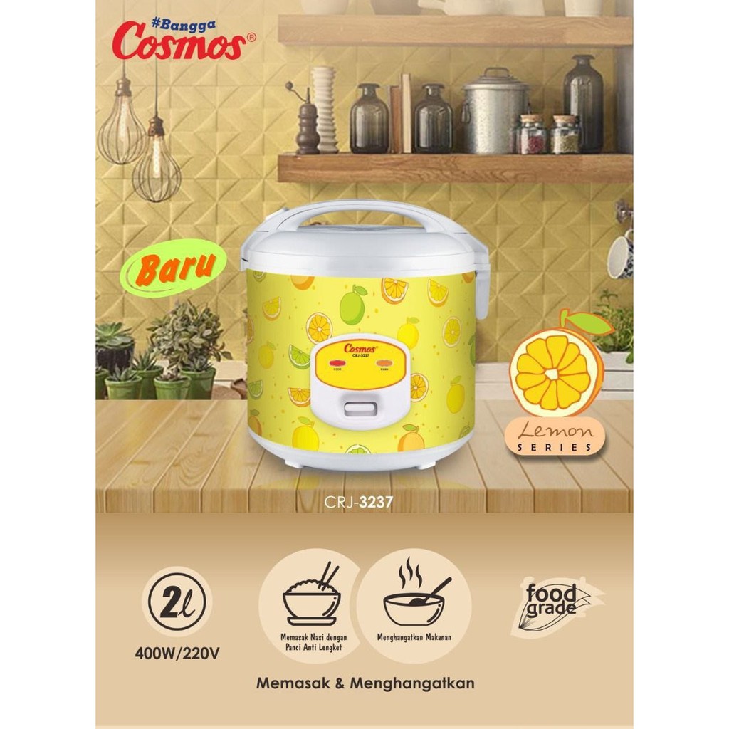 COSMOS Magic Com 2 LIter - Non Stick 2 Liter CRJ 3237 MOTIF RANDOM ( SURPRICE) - Garansi Resmi