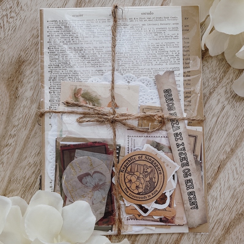 Journal Kit 75++ pcs // Bujo Kit Vintage Journal Aesthetic DIY Scrapbook Bundle Old Paper Jurnal Set