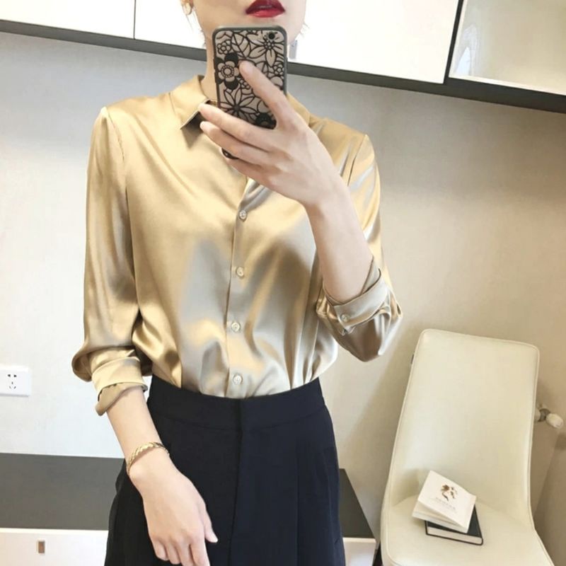 Zero~ 2520 Adella Silk Satin Plain Shirt//Atasan Kemeja &Blouse Wanita//Fashion Import-2