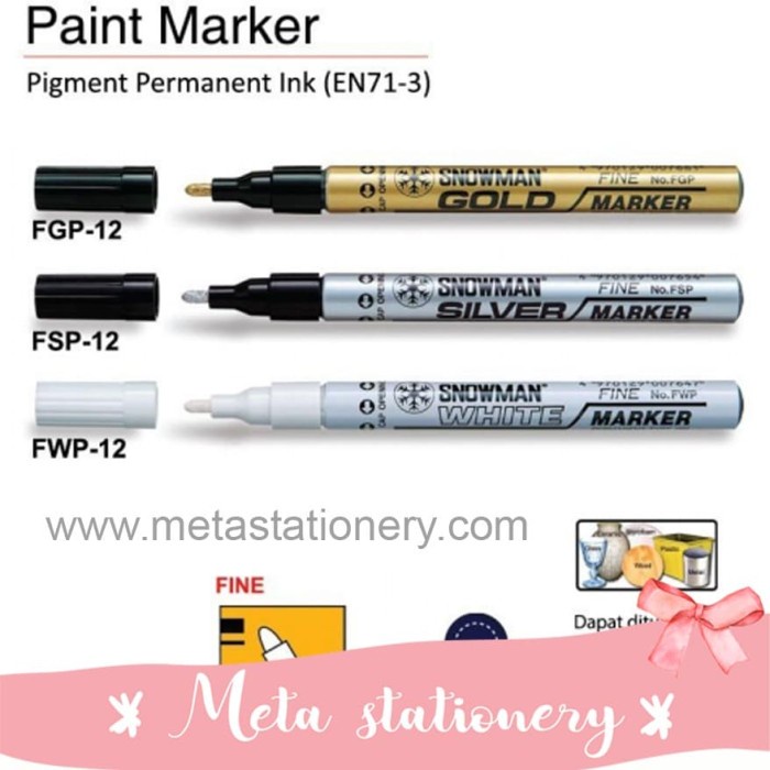 

Aman Spidol Snowman Fine / Kecil Gold / Silver / White Berkualitas