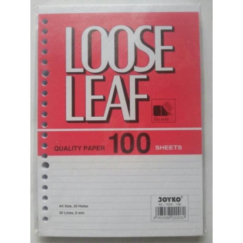 

Isi Kertas Binder - Kertas File - Kertas Note Kertas Binder Loose Leaf Isi 100 Ukuran A5 20 Ring