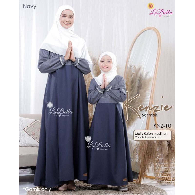 LABELLA Sarimbit Kenzie Gamis Couple Ibu dan Anak Warna Navy