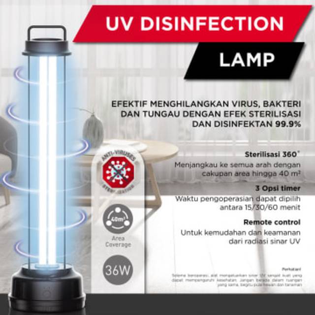 Krisbow Lampu Uv pembunuh virus desinfeksi / lampu uvc / UV disinfeksi 36 W