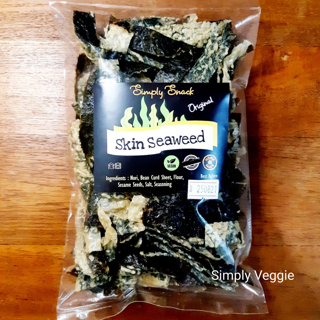 

Vegetarian Skin Seaweed Mentah 170g / Kerupuk Seaweed Vegan Mentah