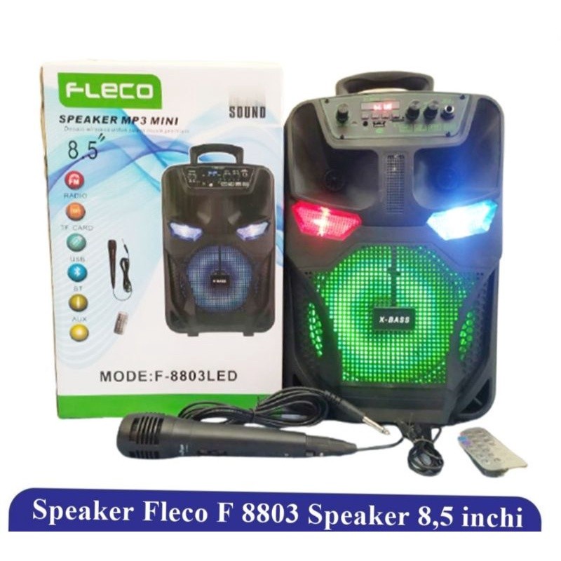 COD SPEAKER BLUETOOTH KARAOKE 8'5 INCH F-8803 PLUS MIC KARAOKE X-BASS//SALON AKTIF FLECO F-8803//SPEAKER KARAOKE