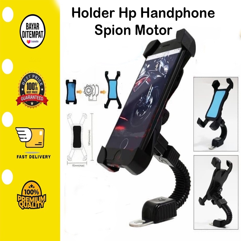 [BISA COD] Holder Hp Handphone Spion Motor Gojek Grab 6.3&quot; Stang Sepeda Holder Motor