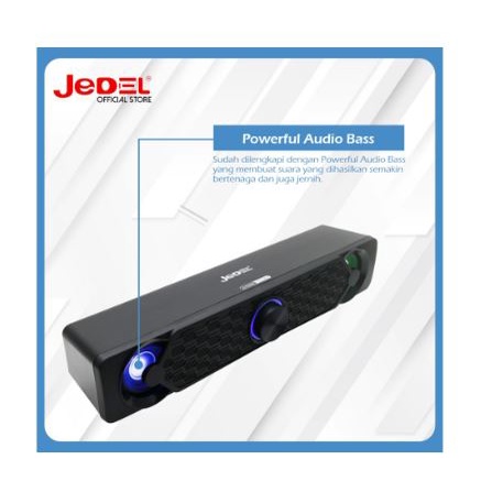 Speaker gaming jedel wired audio 3.5mm usb stereo bass rgb soundbar s518 s-518 - sound bar