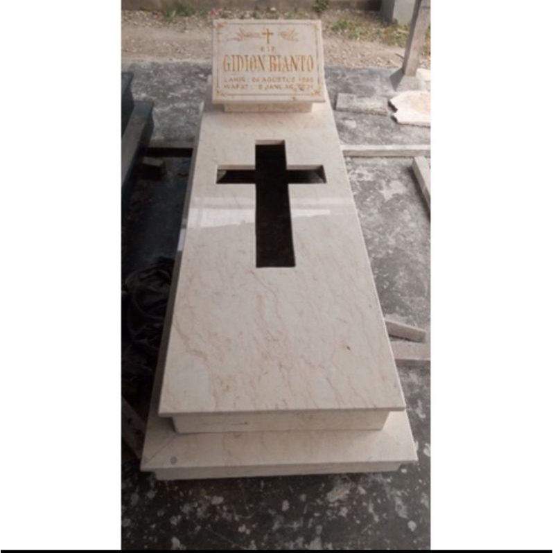 Kijing Marmer Salib Maesan Marmer Murah Nisan Berkualitas Kijing Nisan Kotak Marmer